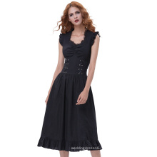 Белль остановить поиски, так как дамы рукавов V-образным вырезом хлопок Ретро старинные черный готический викторианской платье BP000364-1